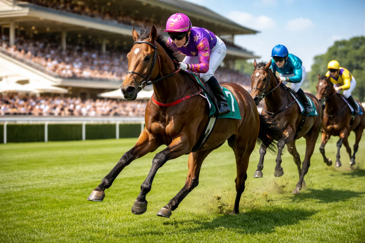 Stuten im Galopprennen auf der Rennbahn Düsseldorf-Grafenberg beim Preis der Diana
